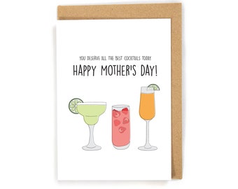 Cocktail Mother's Day Card, Cute Mother's Day Card, Funny Mother's Day Card, Happy Mother's Day Card, Alcohol Mother's Day Card