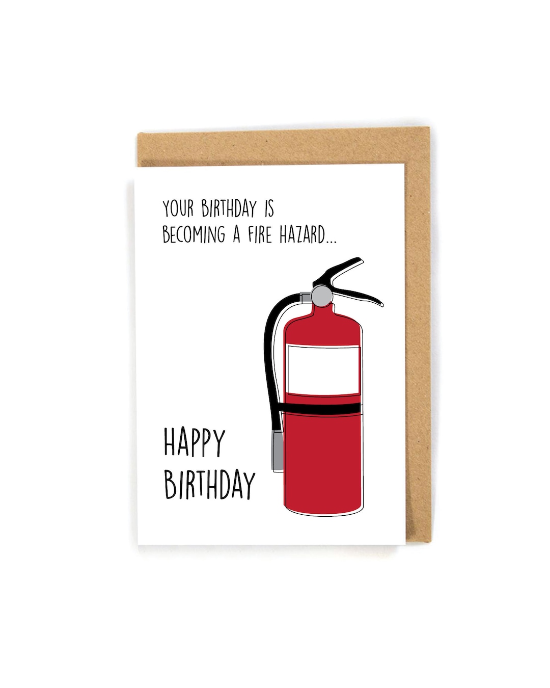 Fire Extinguisher Birthday Card, Fireman Birthday Card, Old Person