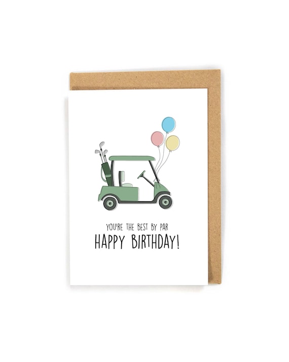 Golf Birthday Card, Happy Birthday Card, Birthday Card for Golf Lover, Funny Golf Birthday Card, Birthday Card Golf, Golf Cart Birthday Card