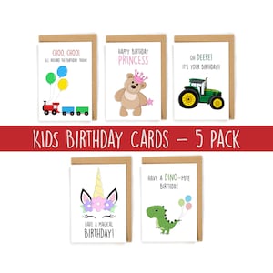 Kids Birthday Card Variety Pack, Pack of Generic Birthday Cards, Happy Birthday Cards, Cute birthday cards, Pack of Birthday Cards for kids