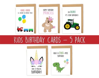 Kids Birthday Card Variety Pack, Pack of Generic Birthday Cards, Happy Birthday Cards, Cute birthday cards, Pack of Birthday Cards for kids