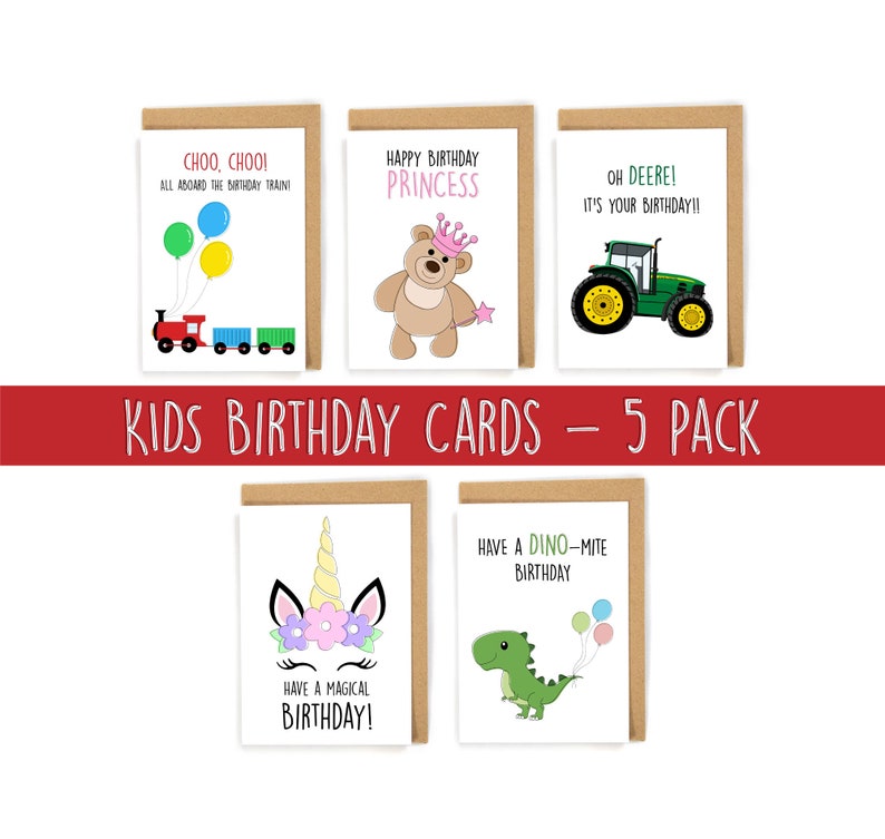 Kids Birthday Card Variety Pack, Pack of Generic Birthday Cards, Happy ...