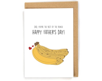 Funny Father's Day card, banana Father's day card, cute Father's Day card, happy Father's day card, pun Father's day card, best of the bunch