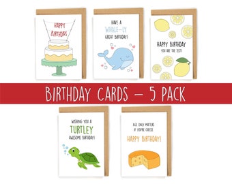 Birthday Card Variety Pack, Pack of Birthday Cards, Happy Birthday Cards, Quarantine Birthday Cards, Pack of 5 Birthday Cards