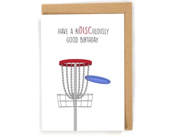 Disc Golf Birthday Card, Happy Birthday Card, funny birthday card, Disc Golf birthday card for him, Disc Golf lover card, Pun Golf Card