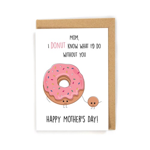 Mother's Day Card Donut Mother's Day Card Cute - Etsy