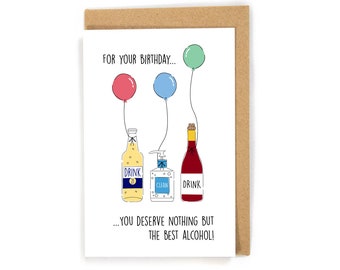 Funny Birthday Card, Quarantine Birthday Card, Happy Birthday Card, Unique Birthday Card, Wine birthday Card, balloons; Custom