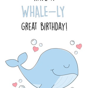 Whale Birthday Card Cute Birthday Card Funny Birthday Card | Etsy