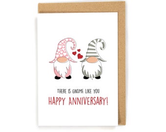 Gnome Anniversary Card, Anniversary Card, Happy Anniversary Card, Cute Anniversary Card, Funny Anniversary Card, Anniversary Card for her