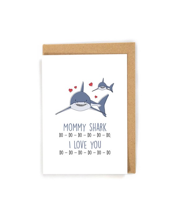 Shark Mothers Day Card, Baby Shark Mothers Day Card, Mothers Day