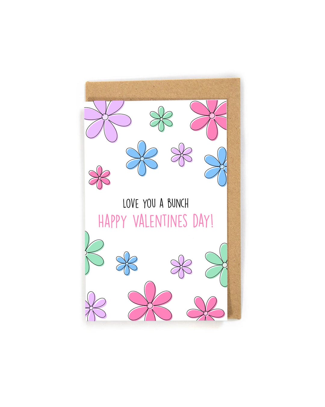Cute Valentines Day Card, Flower Valentines Day Card, Floral Valentines ...