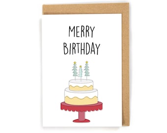 Tarjeta de cumpleaños de Navidad, tarjeta de feliz cumpleaños, tarjeta de cumpleaños para Nochebuena/Navidad, tarjeta de cumpleaños festiva, linda tarjeta de cumpleaños