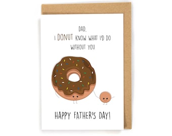 Father's Day Card, Donut Father's Day Card, Cute Father's Day Card, Pun Father's Day Card, Funny Father's Day Card, Card from daughter/kids