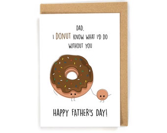Father's Day Card, Donut Father's Day Card, Cute Father's Day Card, Pun Father's Day Card, Funny Father's Day Card, Card from daughter/kids