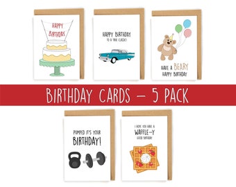 Cute Birthday Card Variety Pack, Pack of Generic Birthday Cards, Happy Birthday Cards, Cute birthday cards, Pack of Birthday Cards