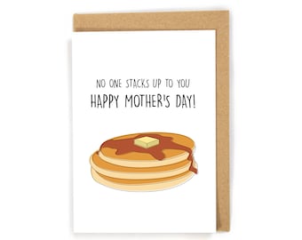 Cute mothers day card, no one stacks up to you greeting card, funny mothers day card, happy mothers day card, pancake mothers day card