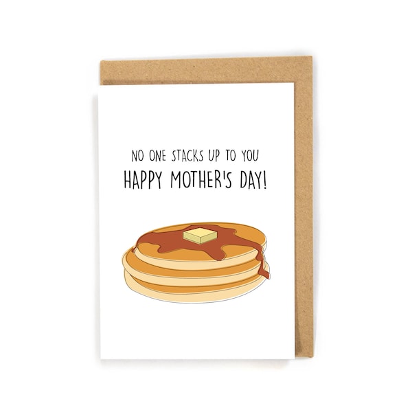 Cute mothers day card, no one stacks up to you greeting card, funny mothers day card, happy mothers day card, pancake mothers day card