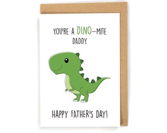 Father's Day card from kid/toddler/baby/kids, Dinosaur father's day card, cute father's day card, kid father's day card, Happy father's day