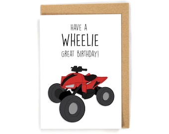 ATV birthday card, dirt bike birthday card, redneck birthday card, kid birthday card, birthday card for son/dad, 4 wheeler birthday card