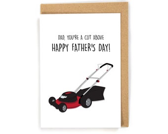 Funny Lawn mower Father's Day Card, gardening Father's Day card for him, Father's Day card, Cute Father's Day card, Outdoorsman card for him