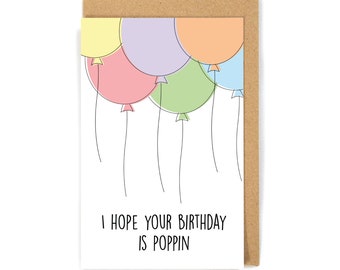 Simple birthday card, pun birthday card, balloon birthday card, happy birthday card, birthday card for kid/friend, cute birthday card