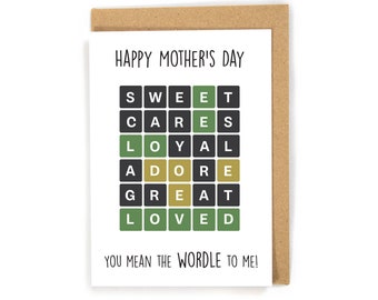 Wordle Mother's Day card, trend Mother's Day card, cute Mother's Day card, funny Mothers Day card, pun Mother's Day card, happy Mother's Day