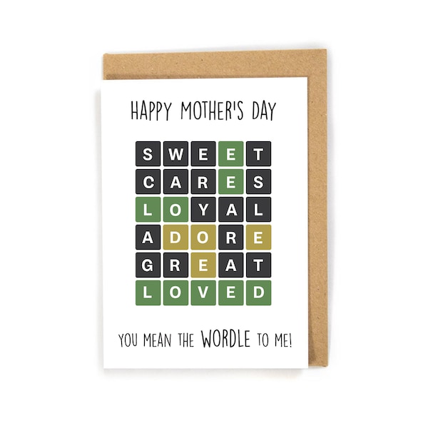 Wordle Mother's Day card, trend Mother's Day card, cute Mother's Day card, funny Mothers Day card, pun Mother's Day card, happy Mother's Day