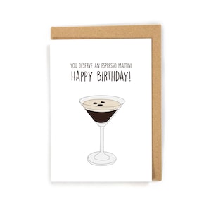 Espresso martini card, cute martini birthday card for friend, pun birthday card, funny cocktail birthday card, espresso martini gift for her