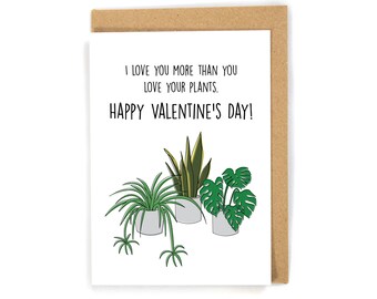 Plant Valentine's Day Card, Valentine's Day Card for Plant Lover, Plant Card, Plant Greeting Card, Cute Valentine's Day card