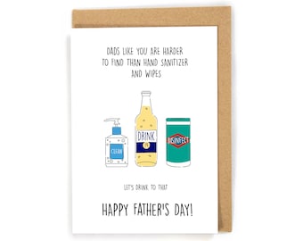 Funny Father's Day Card, Funny card for dad, Happy Father's Day Card, Quarantine Father's Day Card, Drinking Father's Day Card; Custom