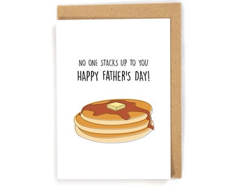 Cute Father's day card, no one stacks up to you greeting card, funny father's day card, happy father's day card, pancake father's day card