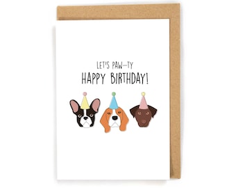 Dog Birthday Card, Puppy Theme Birthday Card, Cute Birthday Card for Dog Lover, Pun Birthday Card, Cute Birthday Card, Card for Toddler/Kid