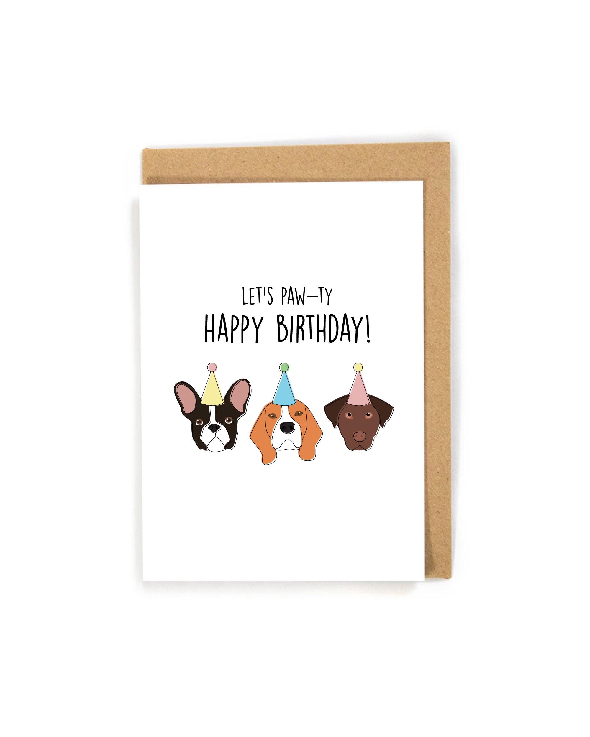 Dog Birthday Card, Puppy Theme Birthday Card, Cute Birthday Card for ...