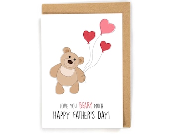 Father's Day card from kid/toddler/baby/kids, Teddy bear Father's day card, cute fathers day card, kid Father's day card, Happy Father's Day