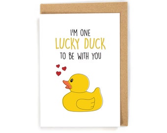 Funny Valentine's Day card, cute Valentine's Day card, rubber duck Valentine's Day card, happy Valentine's Day card, pun Valentines Day card