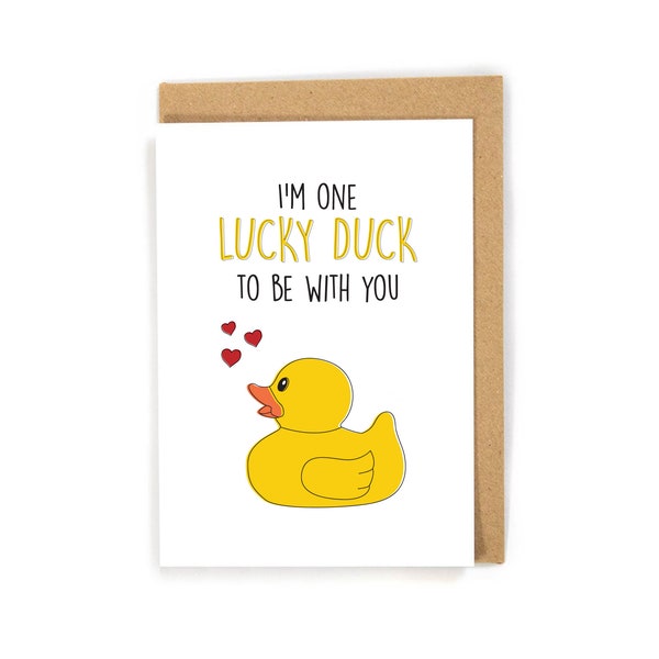 Funny Valentine's Day card, cute Valentine's Day card, rubber duck Valentine's Day card, happy Valentine's Day card, pun Valentines Day card