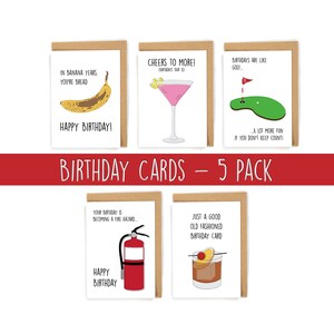 Adult Birthday Card Variety Pack, Pack of Generic Birthday Cards, Happy Birthday Cards, Alcohol birthday cards, Pack of Birthday Cards