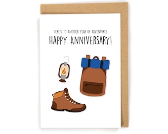 Camping anniversary card, Adventure anniversary card, Hiking anniversary card, anniversary card for him/her, Happy anniversary card