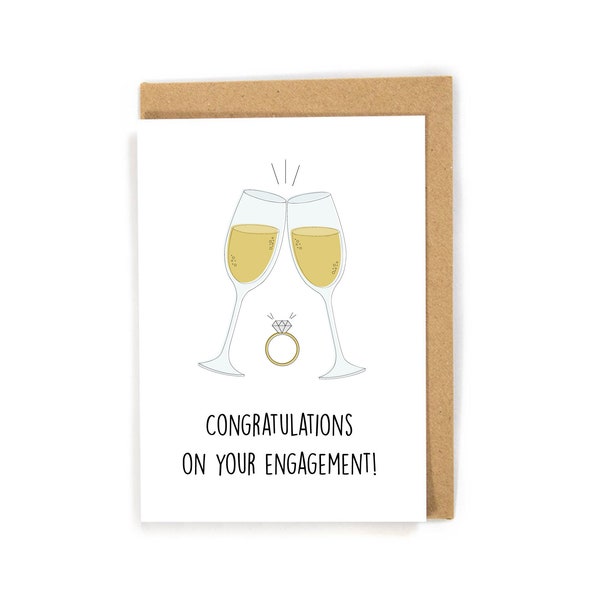 Engagement Card, Congratulations on your engagement card, Cheers to your engagement card, Happy Engagement Card, Fiancé Card, Proposal Card