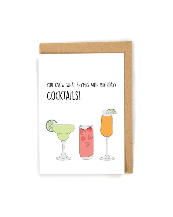Cocktail Birthday Card, Cute Birthday Card, Funny Birthday Card, Happy Birthday Card, Adult Birthday Card, Alcohol Birthday Card, Drinking