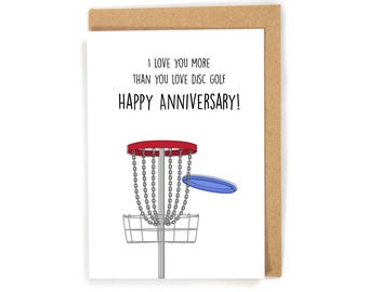 Disc Golf Anniversary Card, Anniversary Card for Him, Cute Golf Anniversary card, Disc Golf lover card, Pun Golf Anniversary Card for him