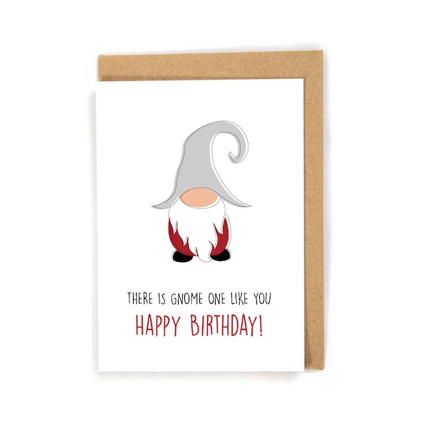 Funny Birthday Card, Birthday Card, Cute Birthday Card, Gnome Birthday Card, Kid Birthday Card, Unique Birthday Card, Gnome Birthday