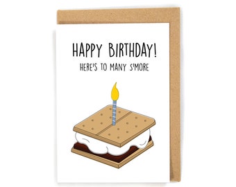 Birthday Card, Cute Birthday Card, Funny Birthday Card, Pun Birthday Card, S'more Birthday Card, Happy Birthday Card, Birthday card candle