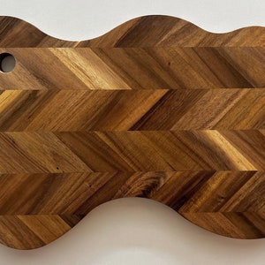 Wavy Chevron Wood Cutting Board, Charcuterie Board