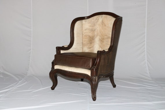 Britney Rustic Ranch Leather Cowhide Accent Chair Croc Western | Etsy