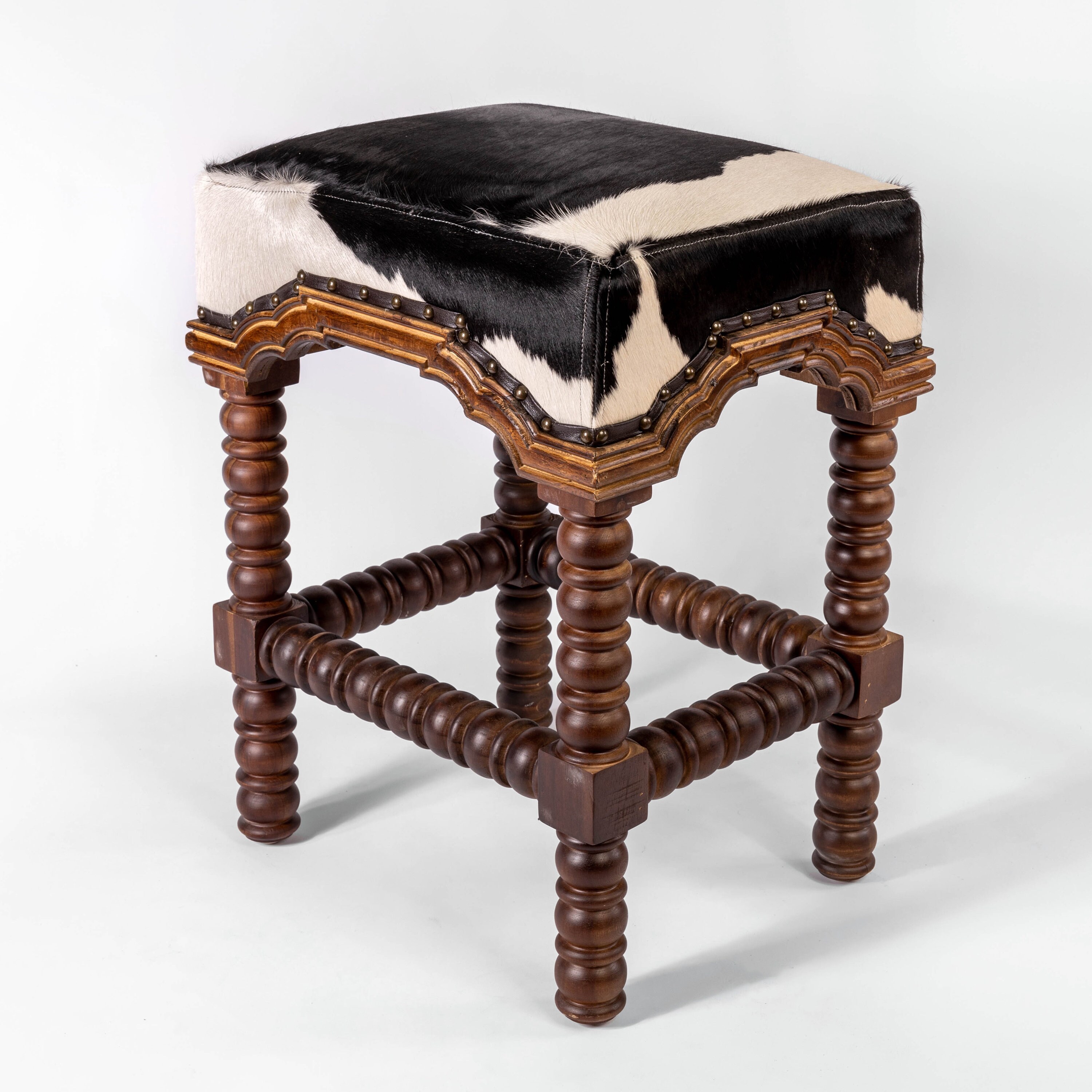 Rustic Marlo Black and White Cowhide Bar Stool Counter Stool Etsy