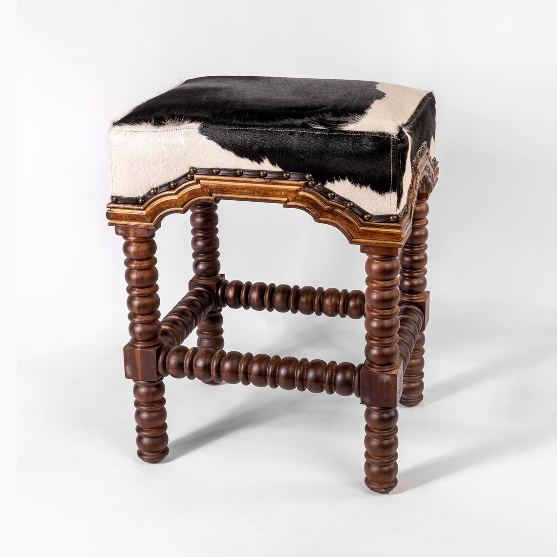 Rustic Marlo Black and White Cowhide Bar Stool Counter Stool Etsy