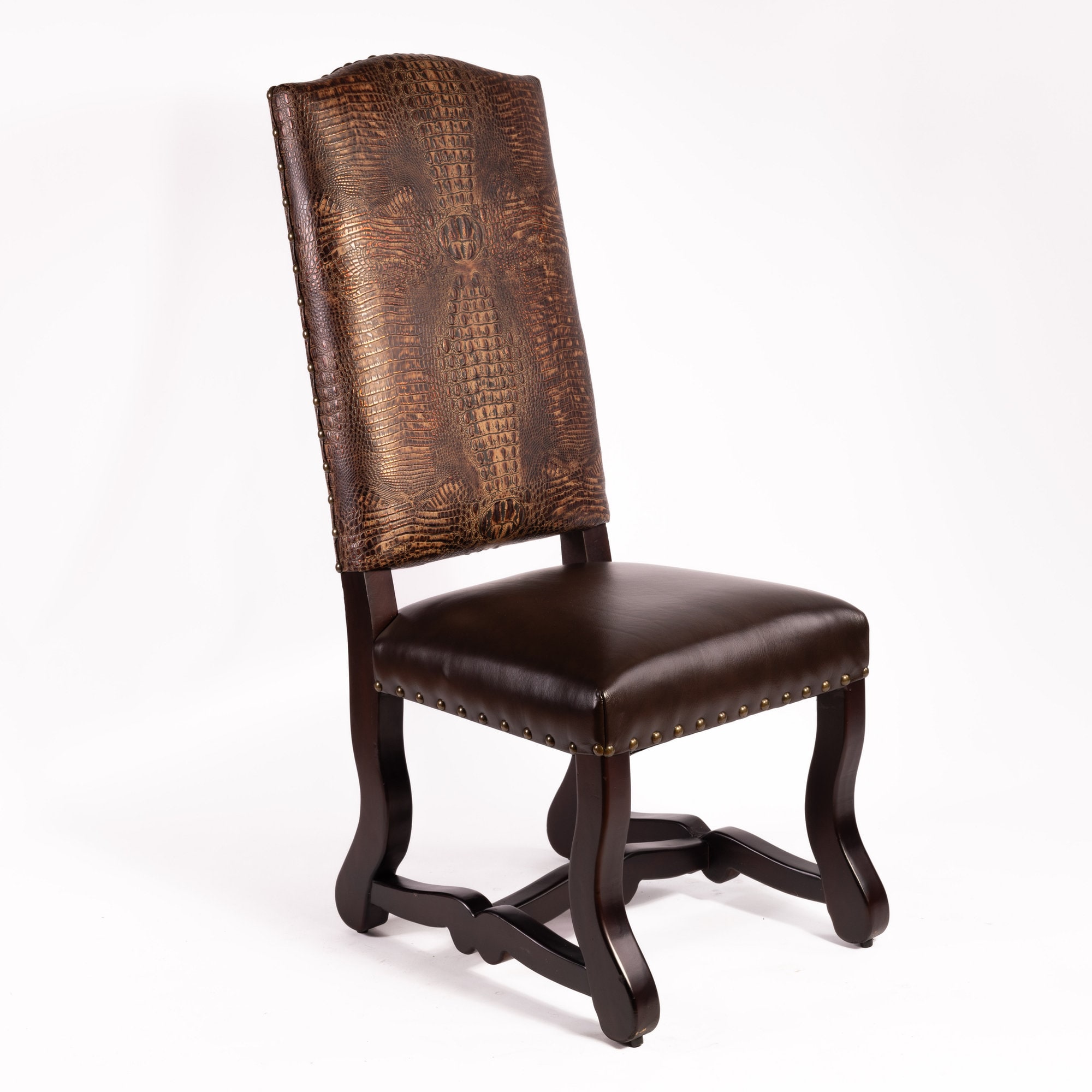 Ranch Embossed Crocodile REAL Leather Dining Chair SOLID WOOD Western  Upholstered Brown Leather - Etsy, image size:2000x2000