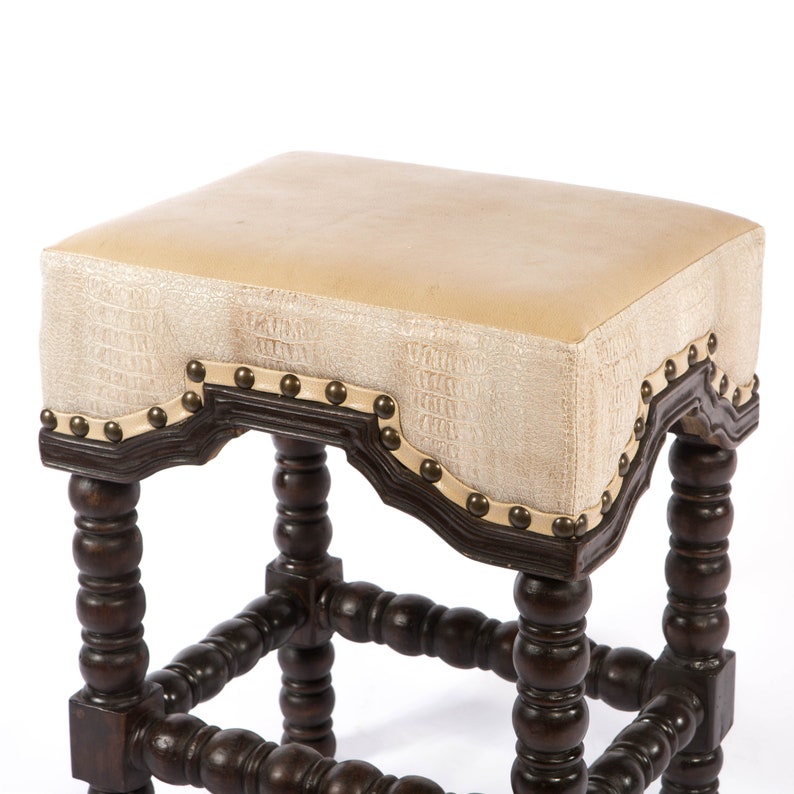 Rustic Ranch Leather Sand Crocodile Bar Stool Counter ...
