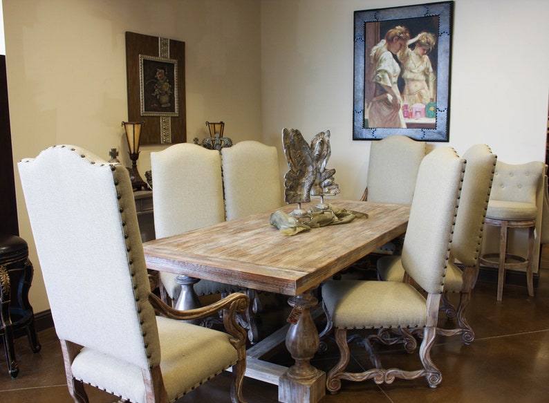 SOLID WOOD Rustic Farmhouse Rectangle Black Wash Dining Table Etsy
